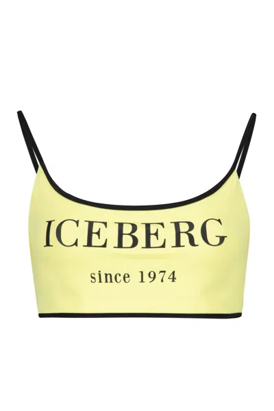Iceberg Printed Bikini Top In Yellow