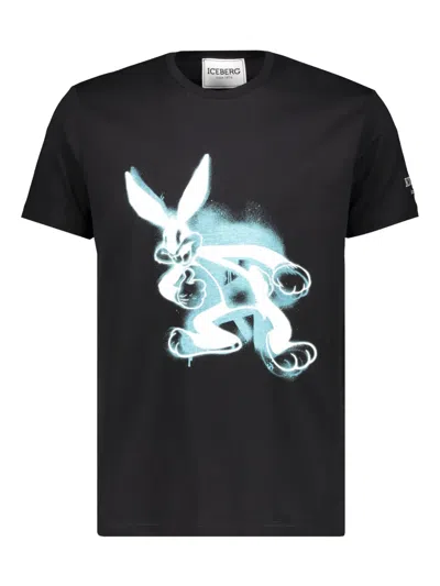 Iceberg Printed Cotton T-shirt In Black