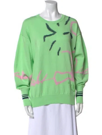 Pre-owned Iceberg Printed Crew Neck Sweater W/ Tags In Green