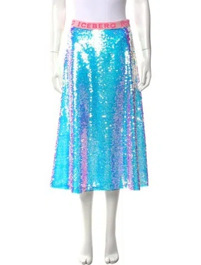 Pre-owned Iceberg Printed Midi Length Skirt In Blue