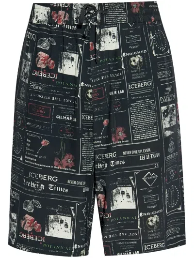 Iceberg Printed Shorts In Black