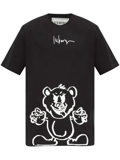 Iceberg Bear Print T-shirt In Black