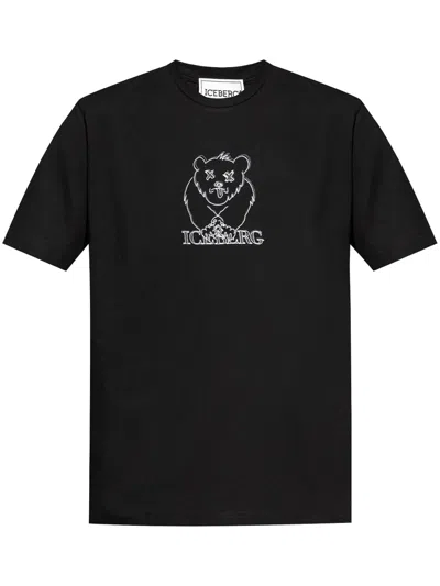 Iceberg Bear Embroidery T-shirt In Schwarz