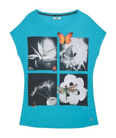 Iceberg Printed T-shirt With Round Neck In Blue