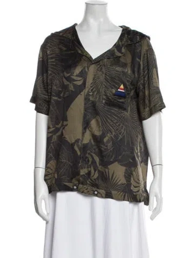Pre-owned Iceberg Printed V-neck Blouse In Green