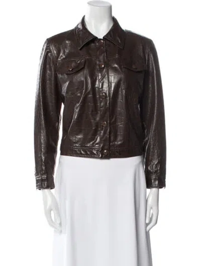 Pre-owned Iceberg Pvc Biker Jacket In Brown