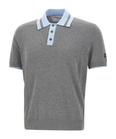 Iceberg Regular Fit Polo Jumper In Gray