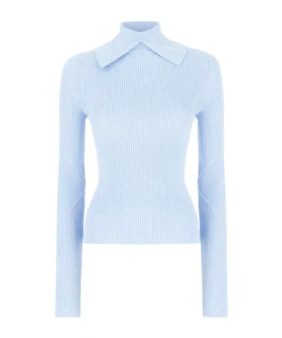 Iceberg Ribbed Long-sleeved Knitted Sweater In Blue