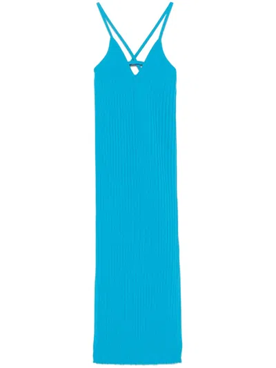 Iceberg Ribbed Midi Dress In Blue