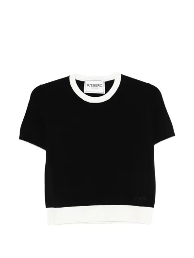 Iceberg Ribbed Trim Top In Black