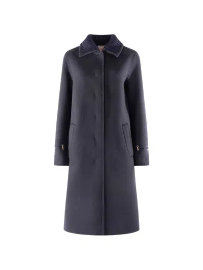 Iceberg Ribbed-collar Hardware-detail Coat In Blue