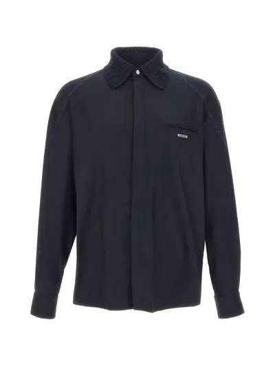 Iceberg Ribbed-knit Collar Jacket In Blue