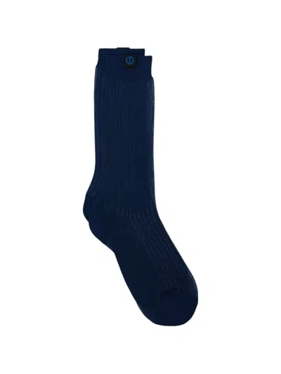 Iceberg Ribbed-knit Logo-patch Socks In Blue