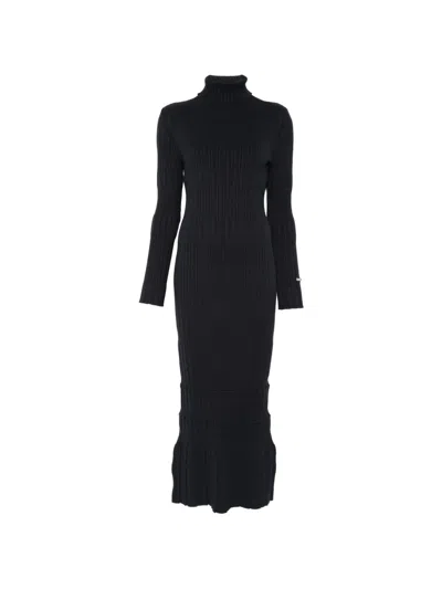 Iceberg Ribbed-knit Roll-neck Maxi Dress In Black