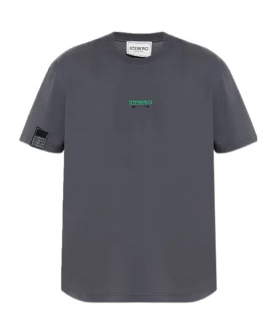 Iceberg Logo-embroidered Cotton T-shirt In Gray
