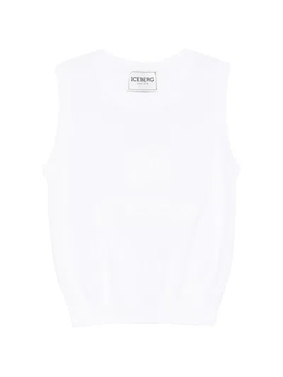 Iceberg Round-neck Vest In White
