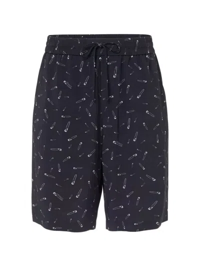 Iceberg Safety-pin-print Drawstring Shorts In Blue