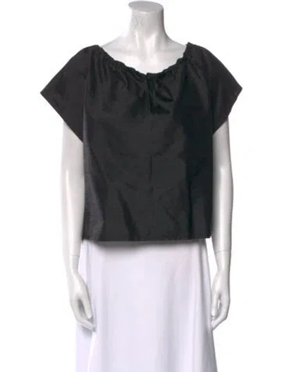 Pre-owned Iceberg Scoop Neck Short Sleeve Crop Top In Black