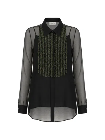 Iceberg Sequin-embellished Shirt In Black
