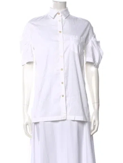Pre-owned Iceberg Short Sleeve Button-up Top In White