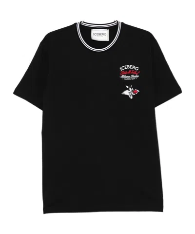 Iceberg Ringer Graphic T-shirt In Black