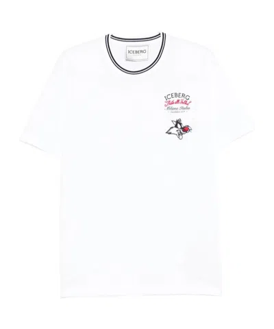 Iceberg Striped Trim Graphic T-shirt In White