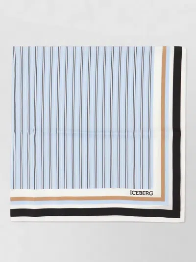 Iceberg Silk Foulard Featuring Striped Pattern Design In Blue