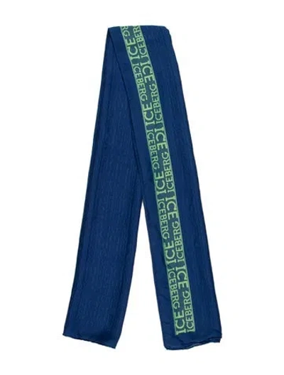 Pre-owned Iceberg Silk Graphic Print Scarf In Blue