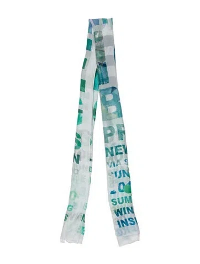 Pre-owned Iceberg Silk Printed Scarf W/ Tags In Blue