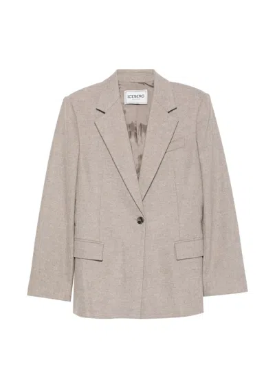 Iceberg Single-breasted Notched-lapel Jacket In Neutral