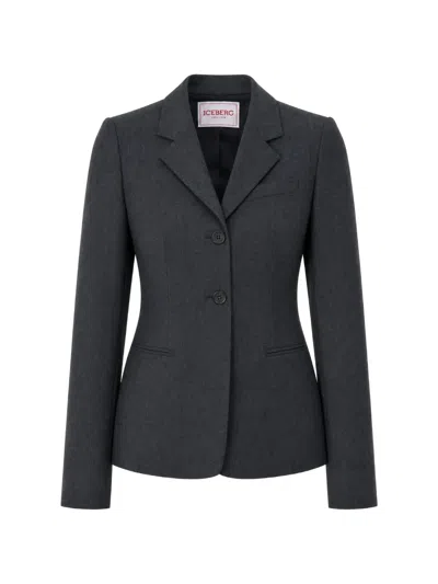 Iceberg Single-breasted Tailored Blazer In Gray