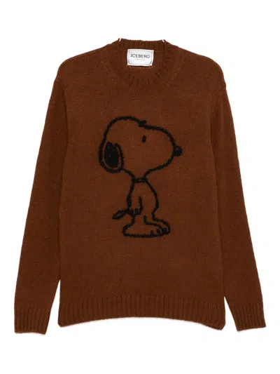 Iceberg Snoopy-motif Wool-alpaca Blend Sweater In Brown