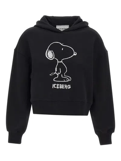 Iceberg Snoopy-print Hooded Sweatshirt In Black