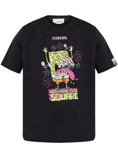Iceberg Jersey T-shirt For Spongebob Squarepants In Black