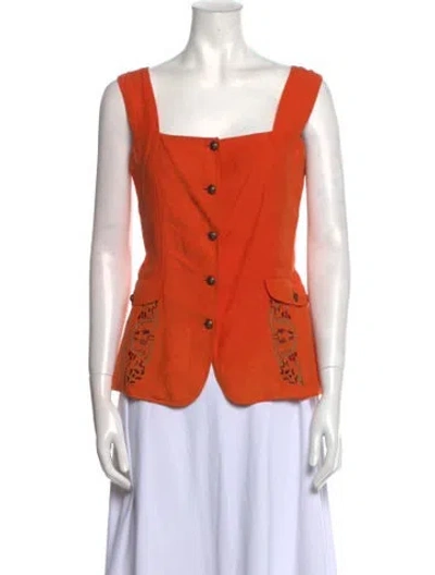 Pre-owned Iceberg Square Neckline Sleeveless Top In Orange