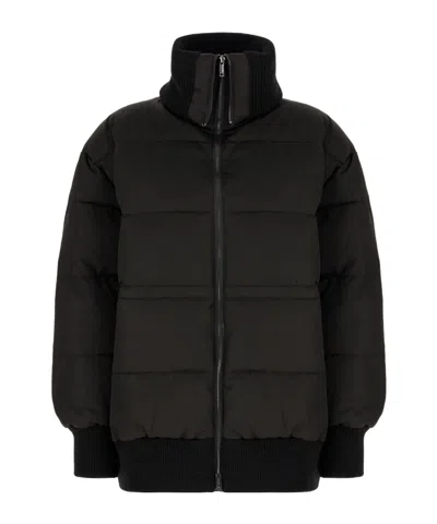 Iceberg Stand-up Collar Zipper Cotton Coat In Black