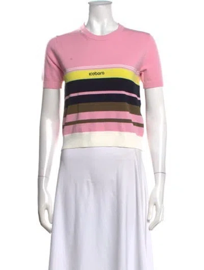 Pre-owned Iceberg Striped Crew Neck Top In White