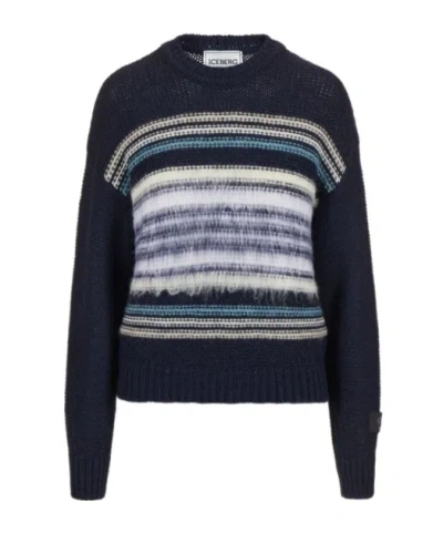 Iceberg Striped Knitted Sweater In Blue