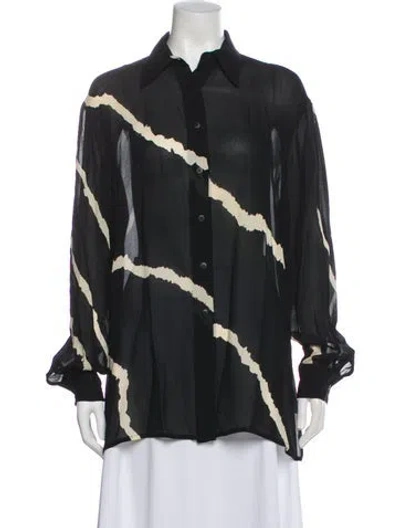 Pre-owned Iceberg Striped Long Sleeve Blouse In Gray