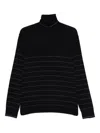 Iceberg Striped-pattern Turtleneck Sweater In Black