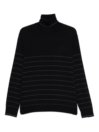 Iceberg Striped-pattern Turtleneck Sweater In Black