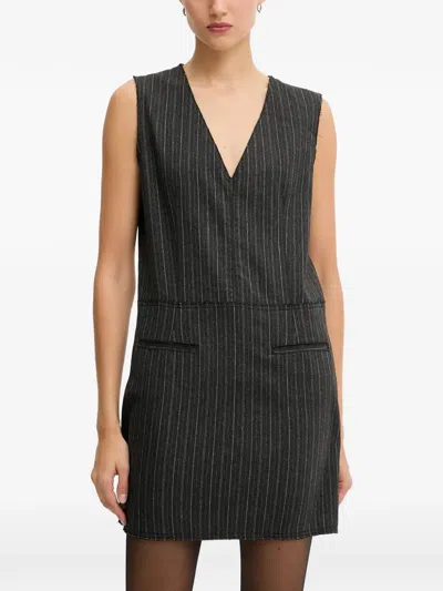 Iceberg Striped-pattern V-neck Mini Dress In Black