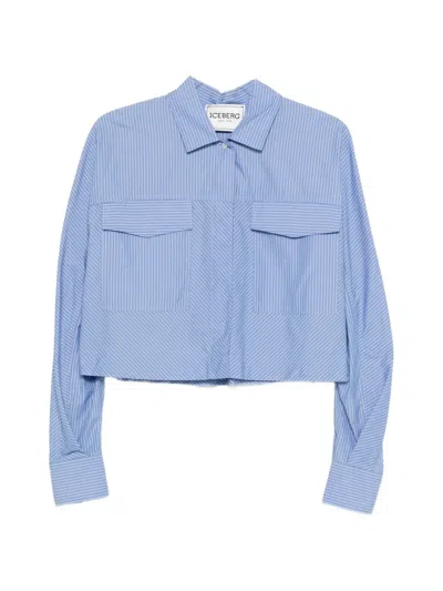 Iceberg Striped Pocket Shirt In Blue