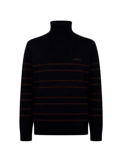 Iceberg Striped Roll-neck Sweater In Black
