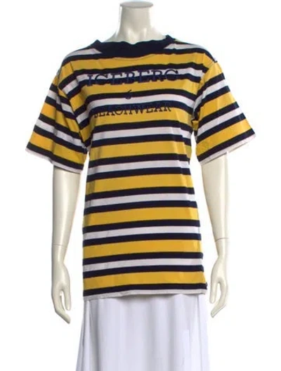Pre-owned Iceberg Striped Scoop Neck T-shirt In Yellow