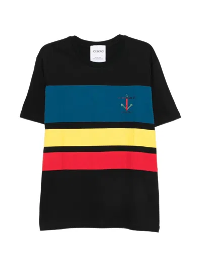 Iceberg Striped T-shirt In Black