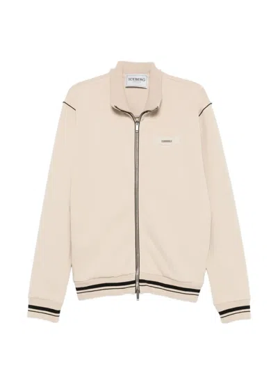 Iceberg Striped-trim Zip-up Sweatshirt In Neutral