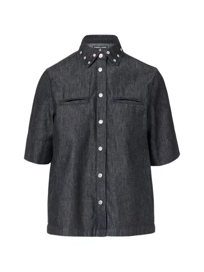 Iceberg Studded Short-sleeve Shirt In Blue