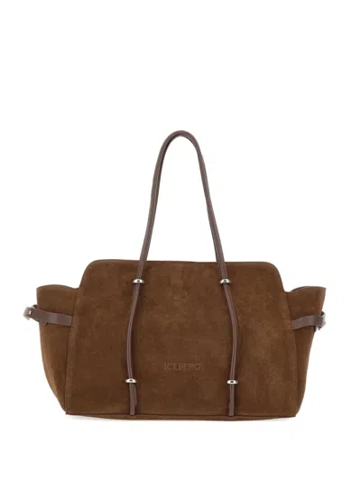 Iceberg Suede Shoulder Bag In Brown
