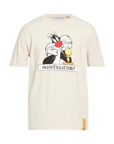 Iceberg T-shirt Jersey Looney Tunes Man T-shirt Beige Size Xxl Cotton, Elastane In White